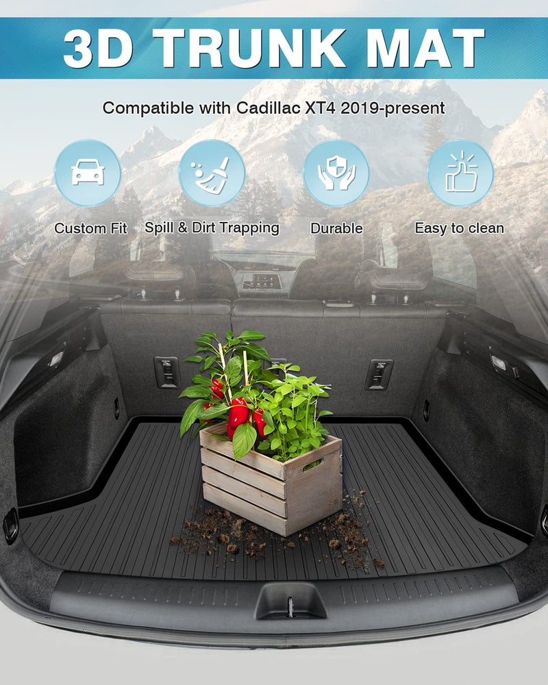 Mixsuper Custom Fit Cargo Liner for 2019-2025 Cadillac XT4 All Weather Trunk Liner Rear Cargo Mat Anti-Slip Durable Black - Image 2